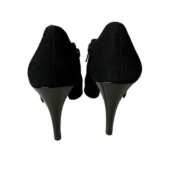 Antonio Melani Suede Zip Y2K Shootie Stiletto Peep Toe Booties Size 7.5 Black - Picture 4 of 9